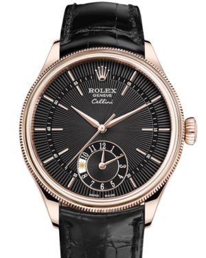 Replica Uhren Rolex Cellini Dual Time 50525 Gold Schwarz