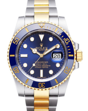 Replica Uhren Rolex Submariner Date 116613 LB Silber Gold Blau