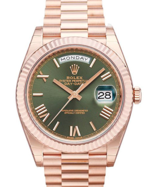 Replica Uhren Rolex Day-Date 40 228235 Roségold Grün