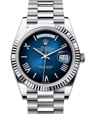 Replica Uhren Rolex Day-Date 40 228236 Silber Blau