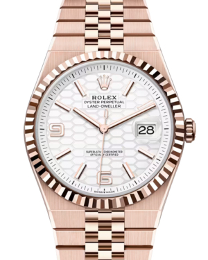 Replica Uhren Rolex Land-Dweller 40 127335 Roségold Weiß